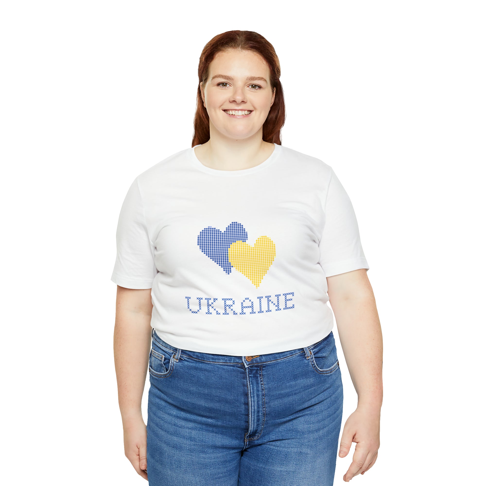 Ukraine Pixel Heart with a background Unisex T-Shirt