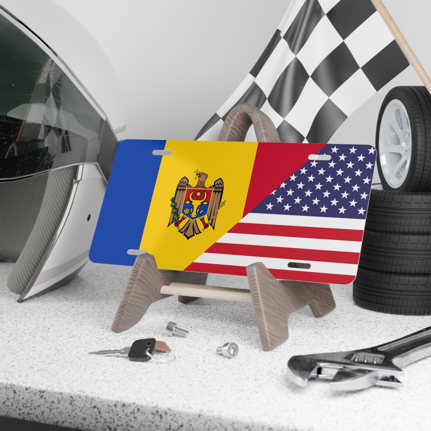 Moldovian American Flag Vanity Plate