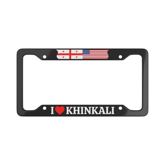 I LOVE KHINKALI Georgia with flag License Plate Frame