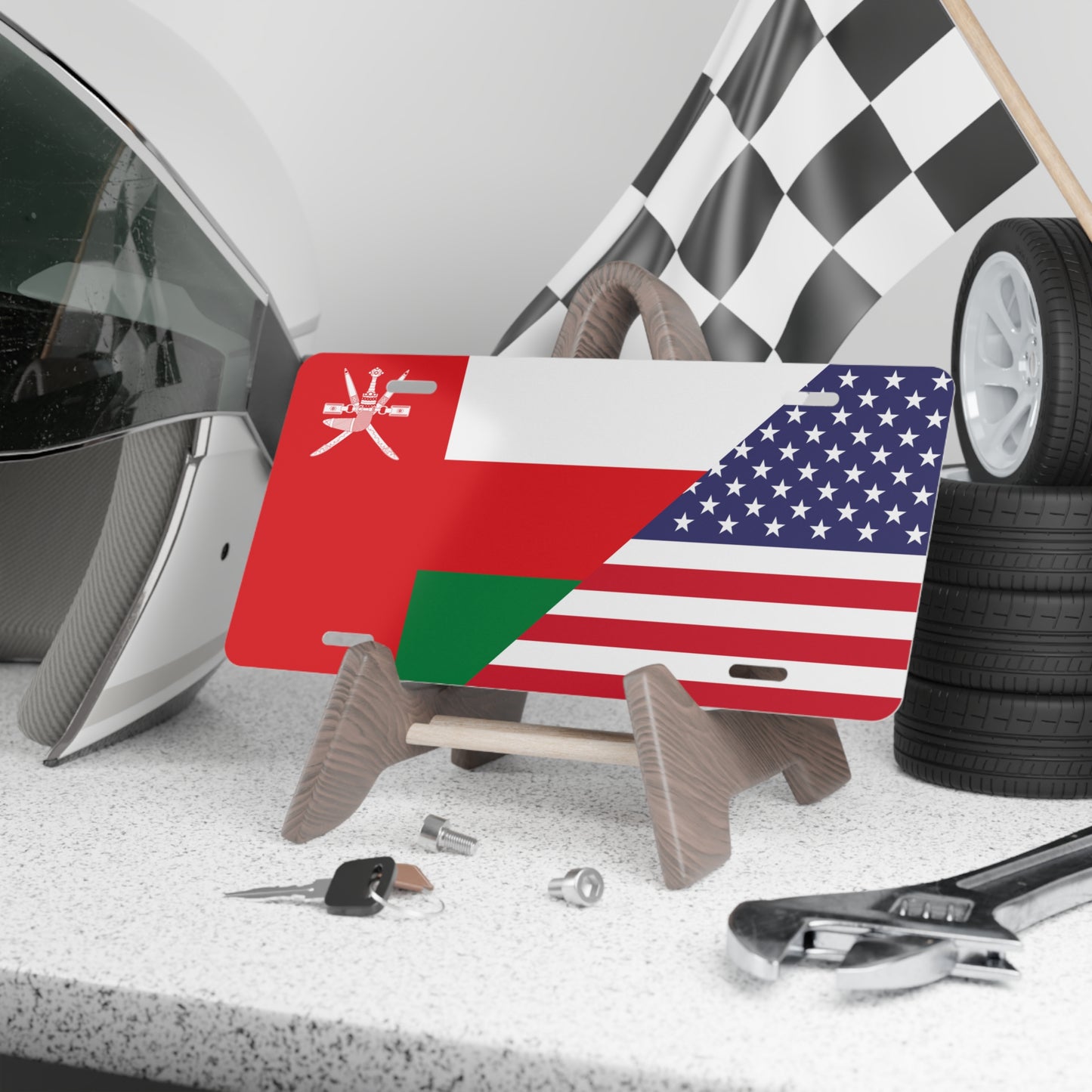 Oman USA Flag Vanity Plate