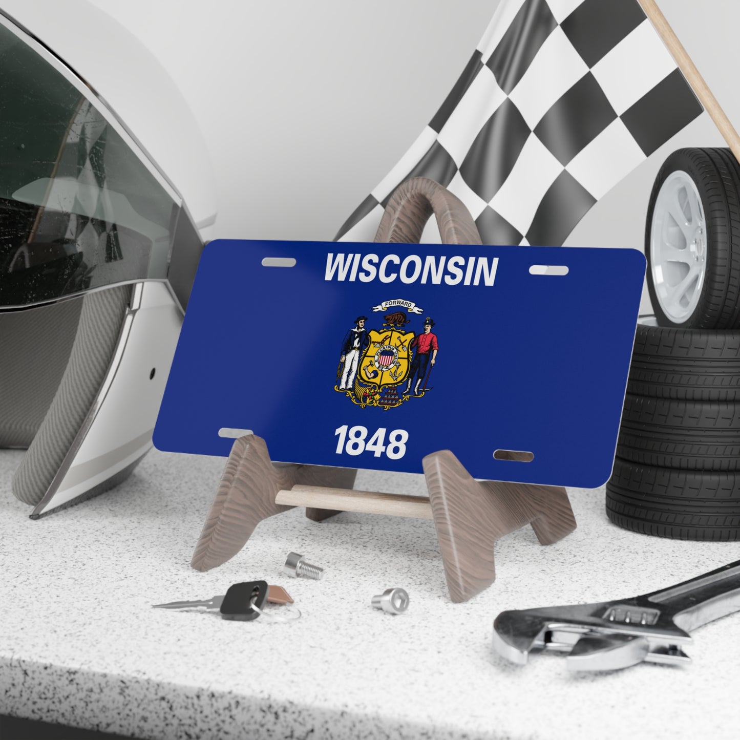 Wisconsin State Flag, USA Vanity Plate