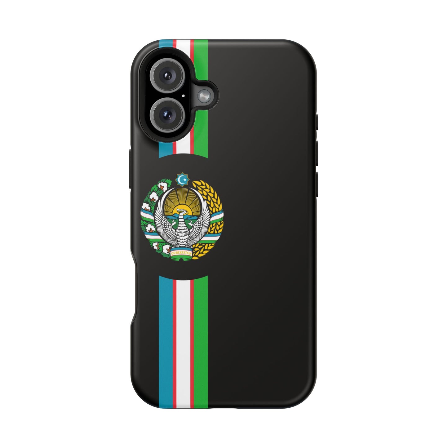 UZB Coat of Arms Flag Stripes Phone Case