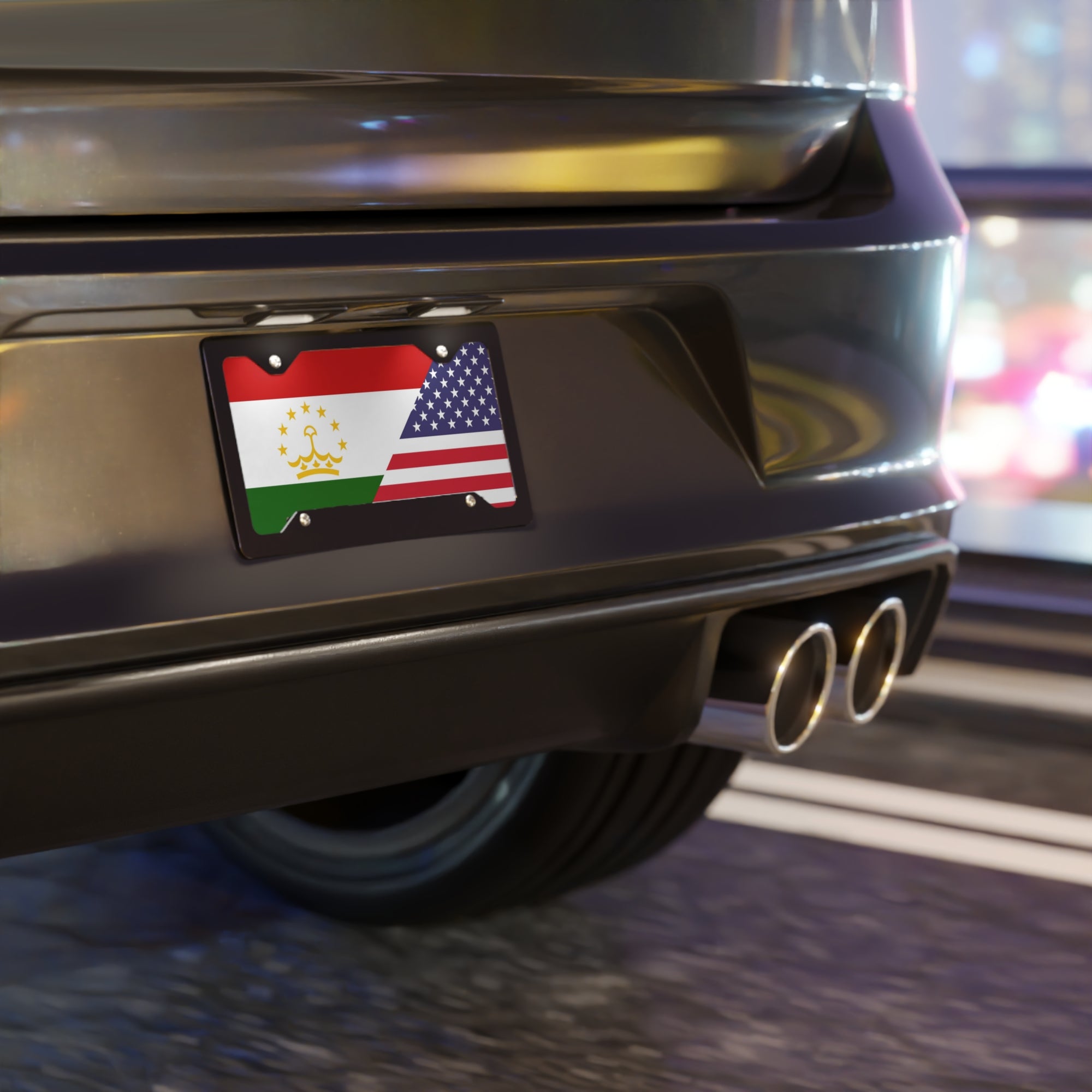 Tajik American Flag Vanity Plate