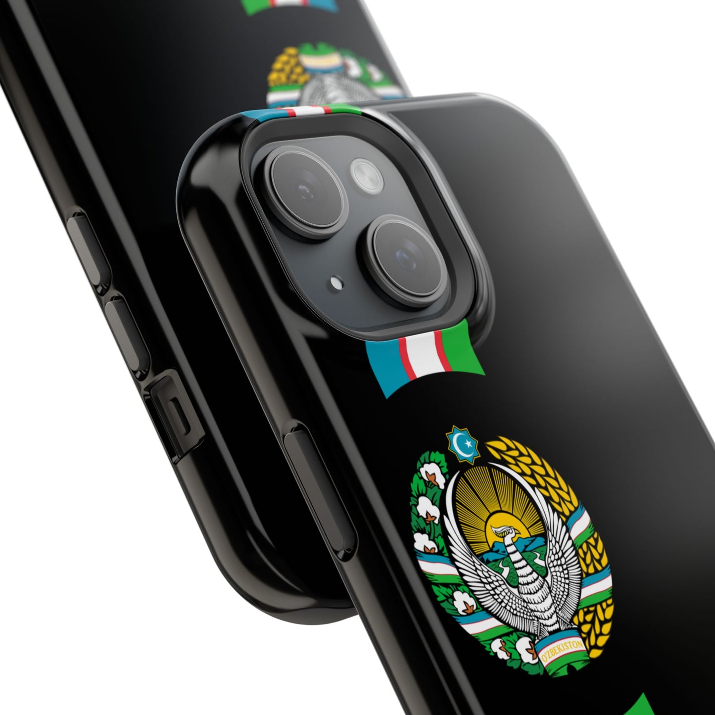 UZB Coat of Arms Flag Stripes Phone Case