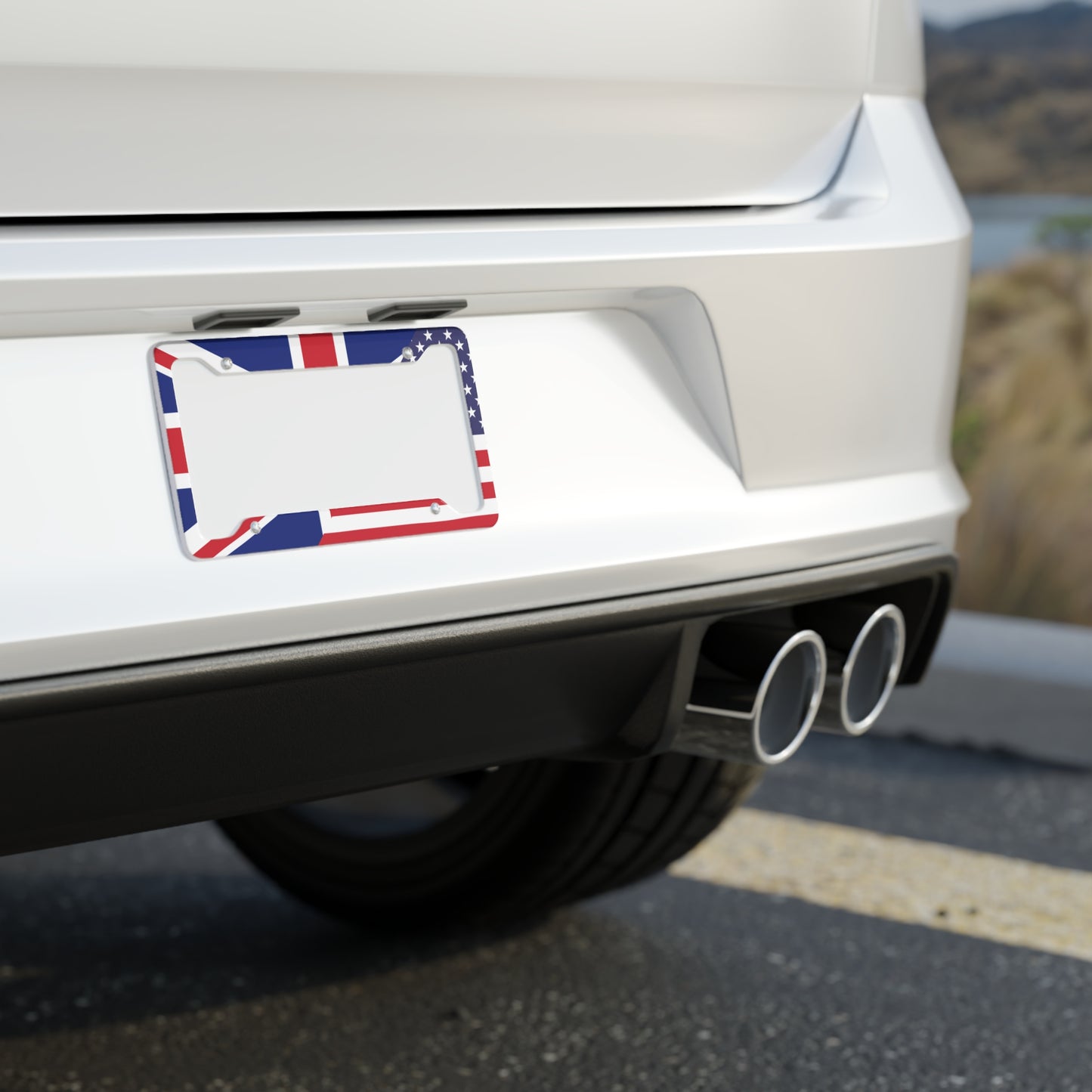 United Kingdom USA Colorful Flag Car Plate Frame