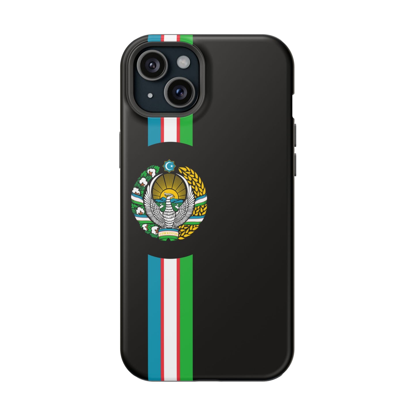 UZB Coat of Arms Flag Stripes Phone Case