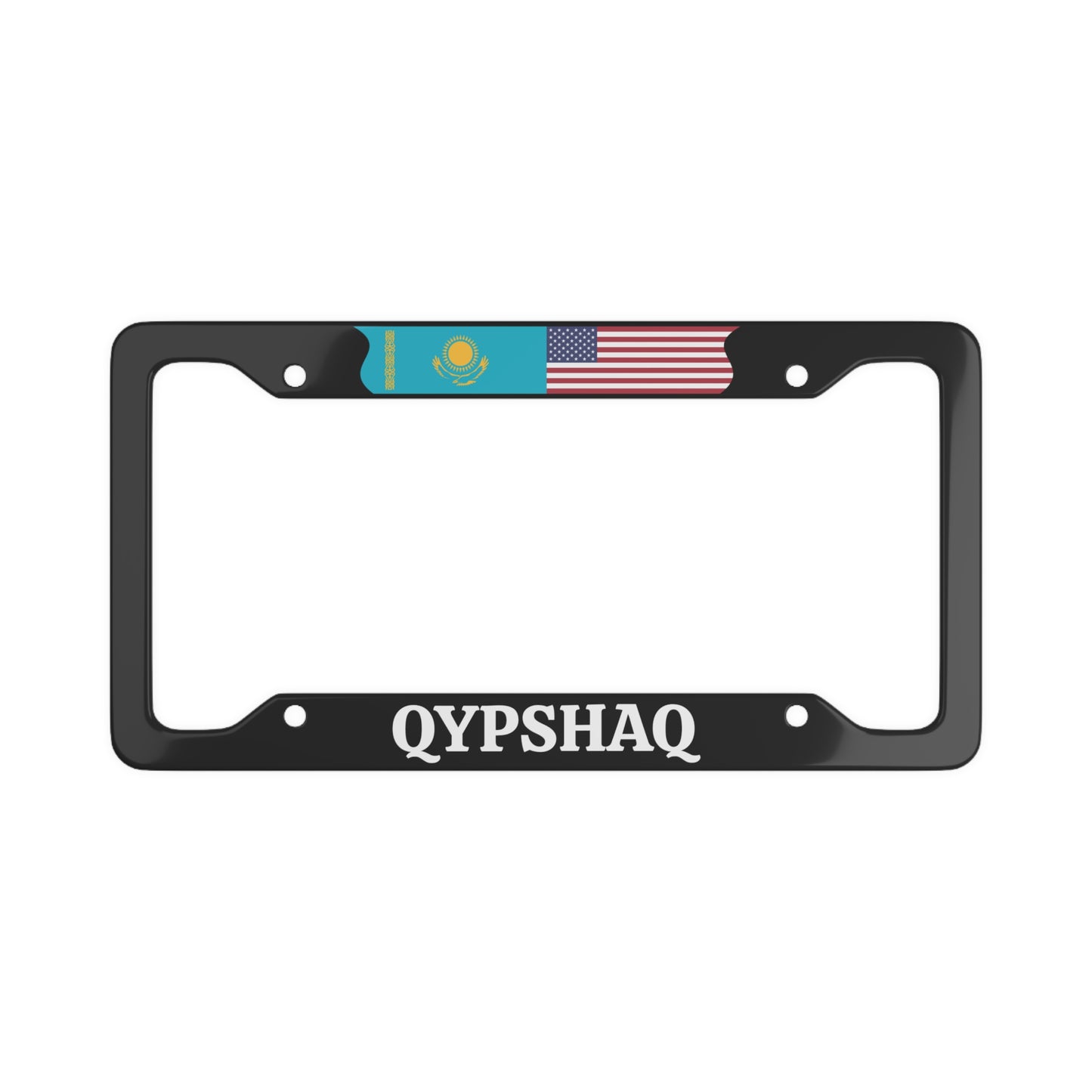 QYPSHAQ with flag License Plate Frame