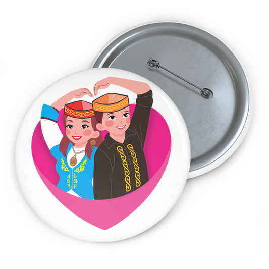 Kazakh Couple Pin Buttons