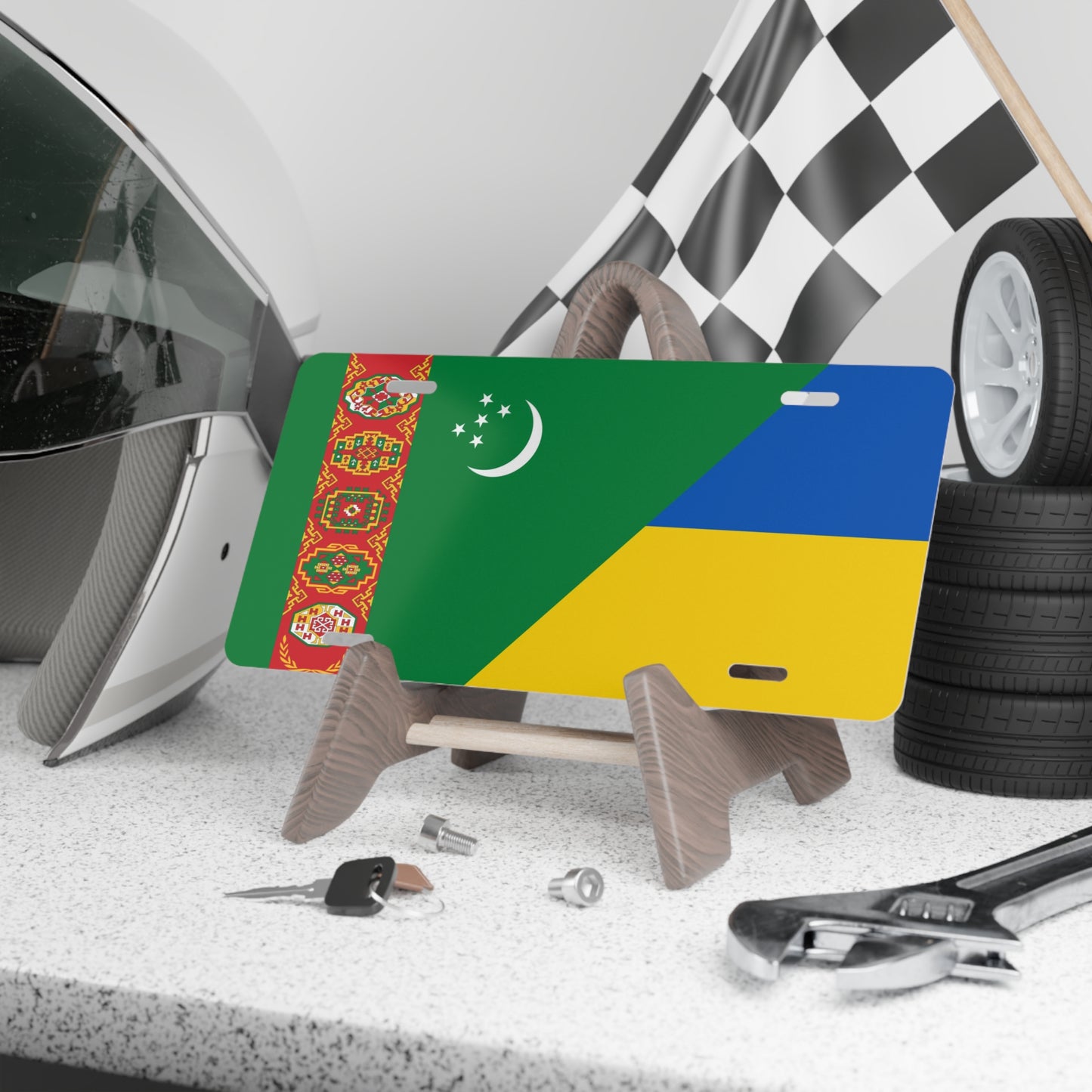 Turkmen Ukrainian Flag Vanity Plate