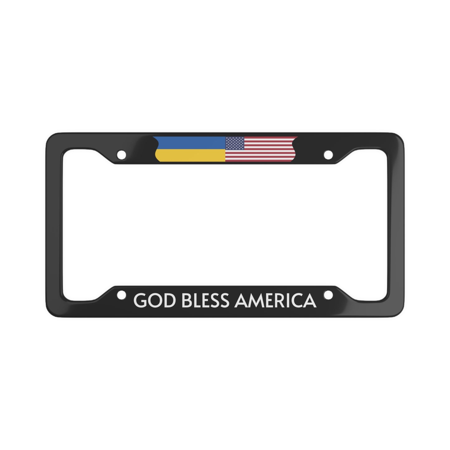 GOD BLESS AMERICA with UKR flag License Plate Frame