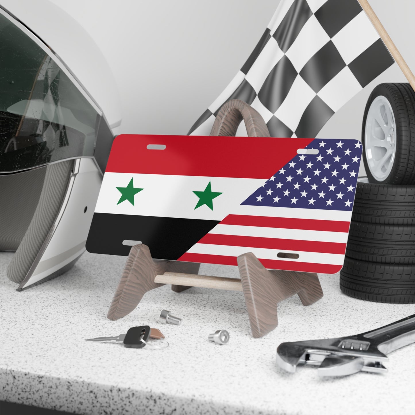 Syria USA Flag Vanity Plate