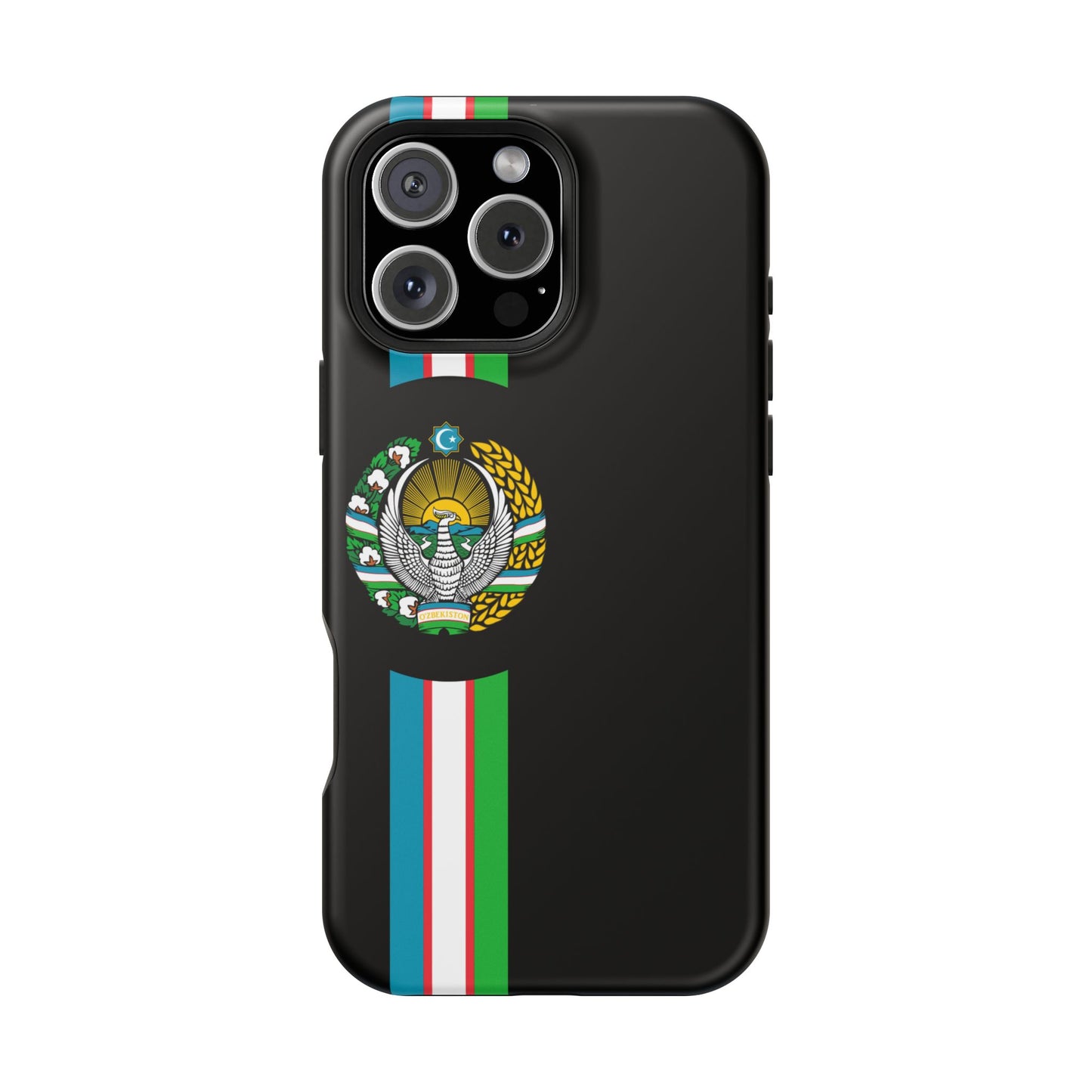 UZB Coat of Arms Flag Stripes Phone Case