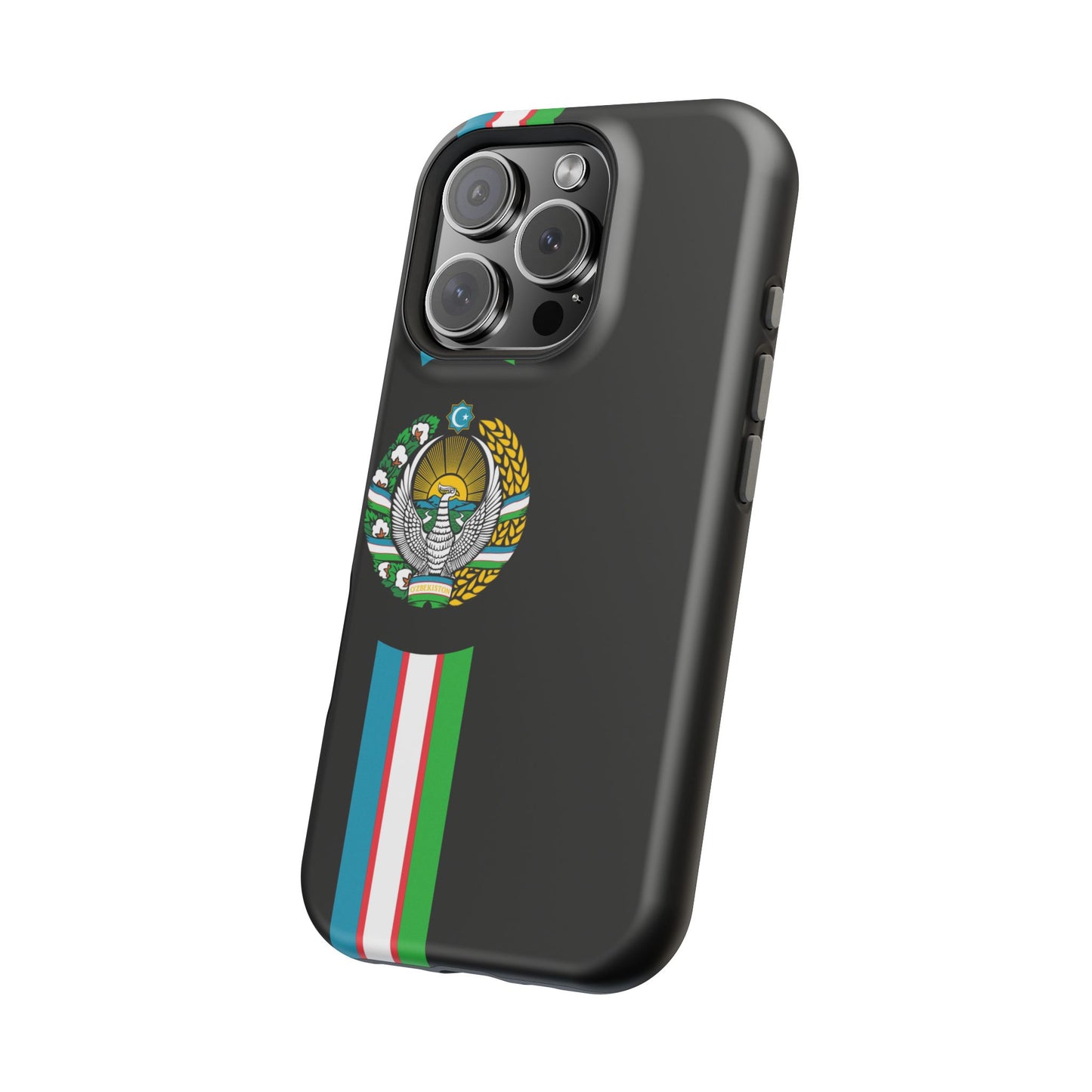 UZB Coat of Arms Flag Stripes Phone Case