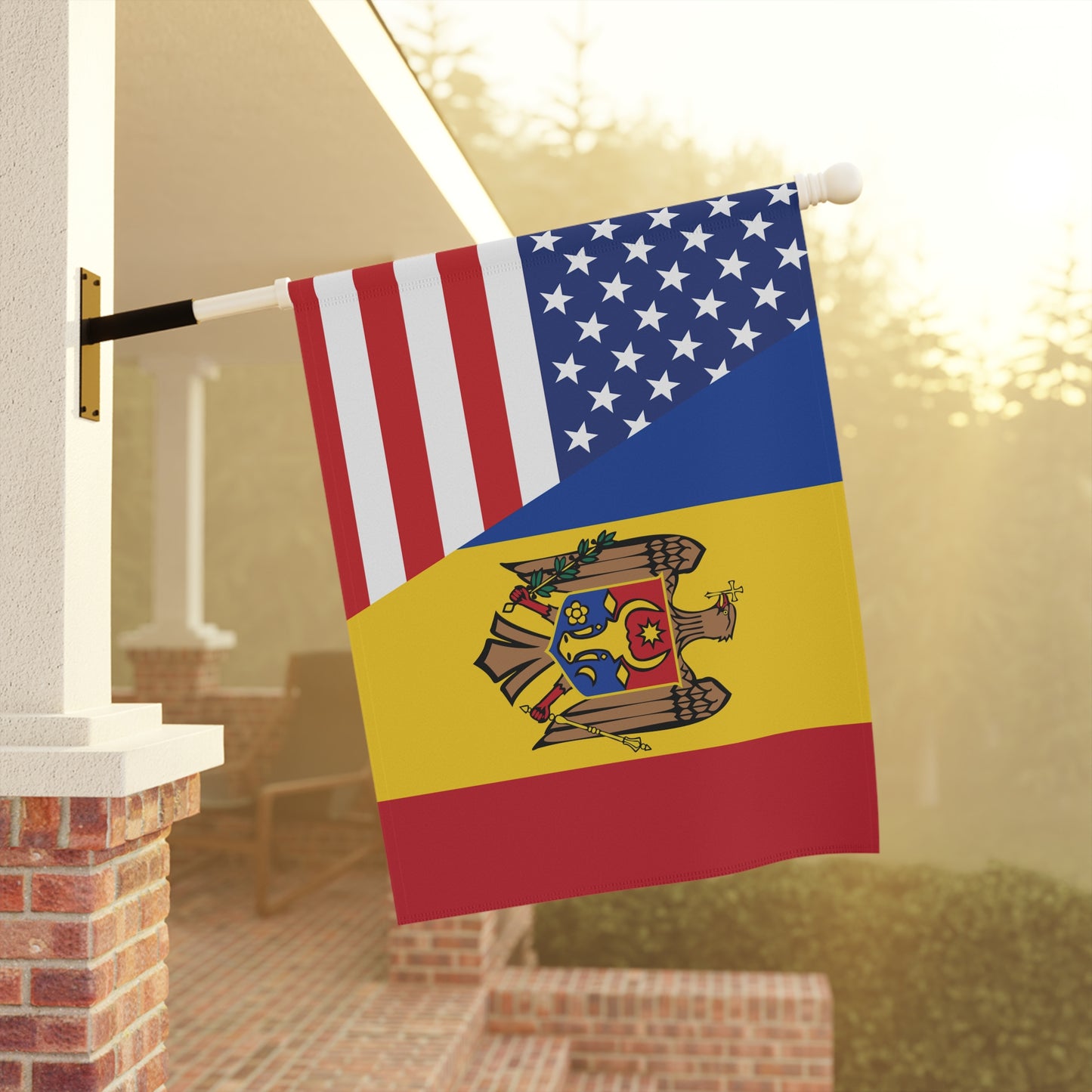 Moldovan American Flag Garden & House Banner