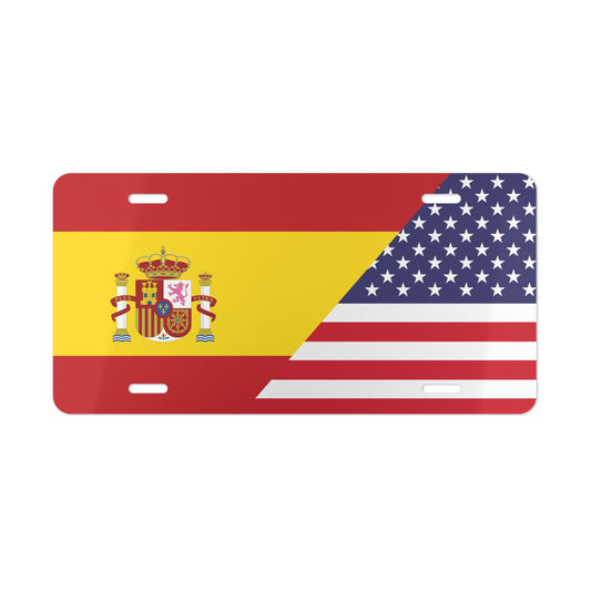 Spain USA Flag Vanity Plate