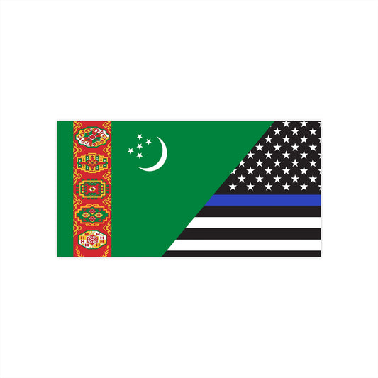 Police Flag / Turkmenistan Flag Bumper Stickers