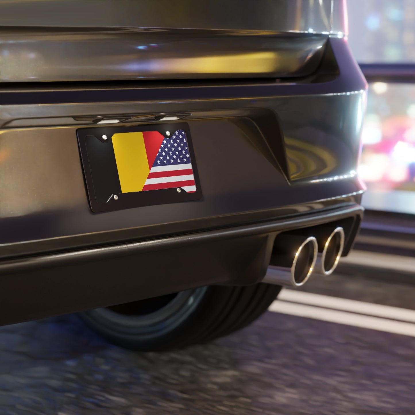 Belgium American Flag Vanity Plate