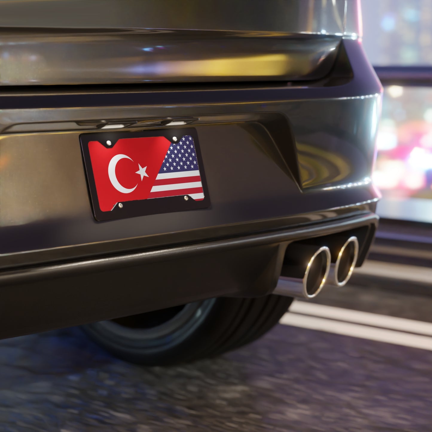 Turkish American Flag Vanity Plate