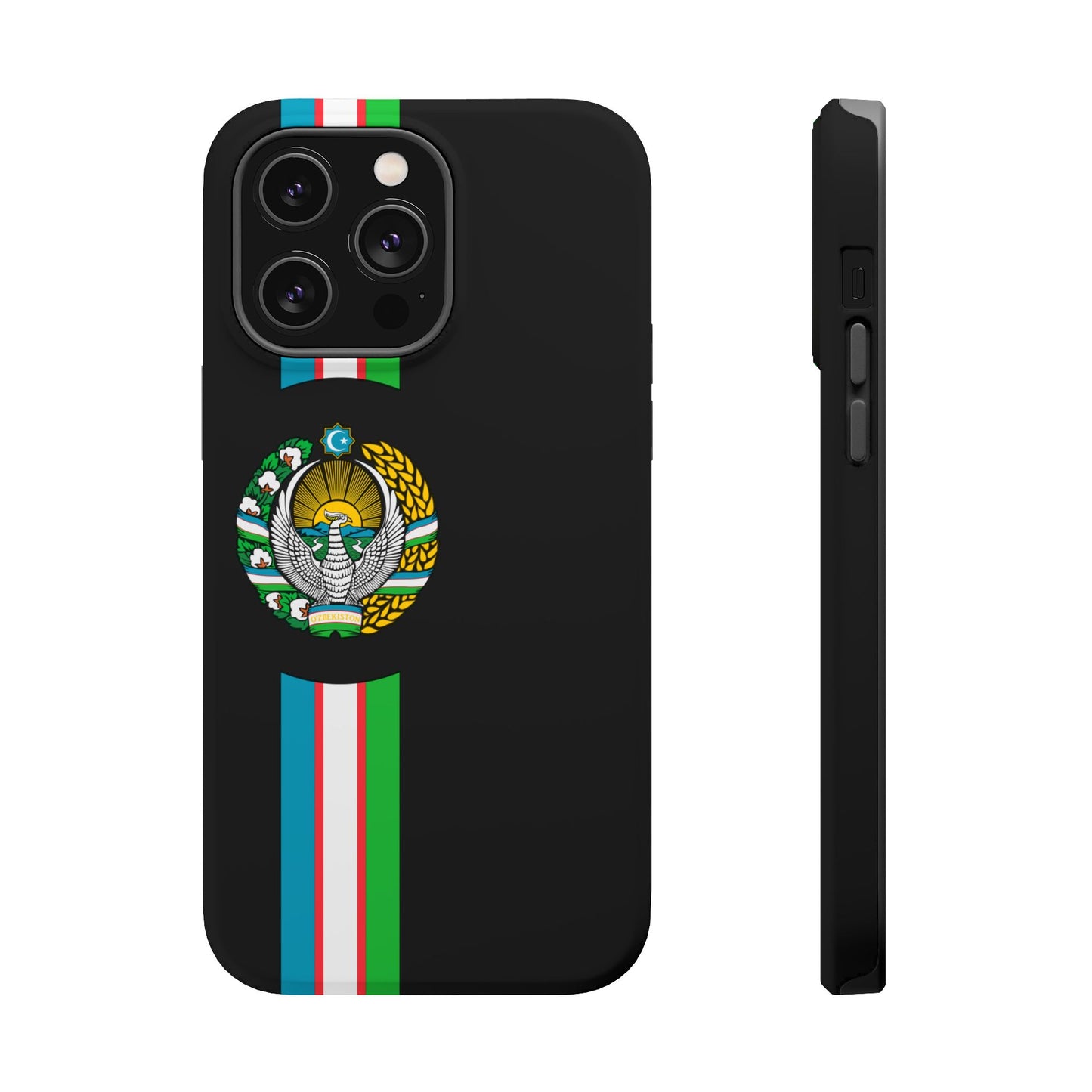 UZB Coat of Arms Flag Stripes Phone Case