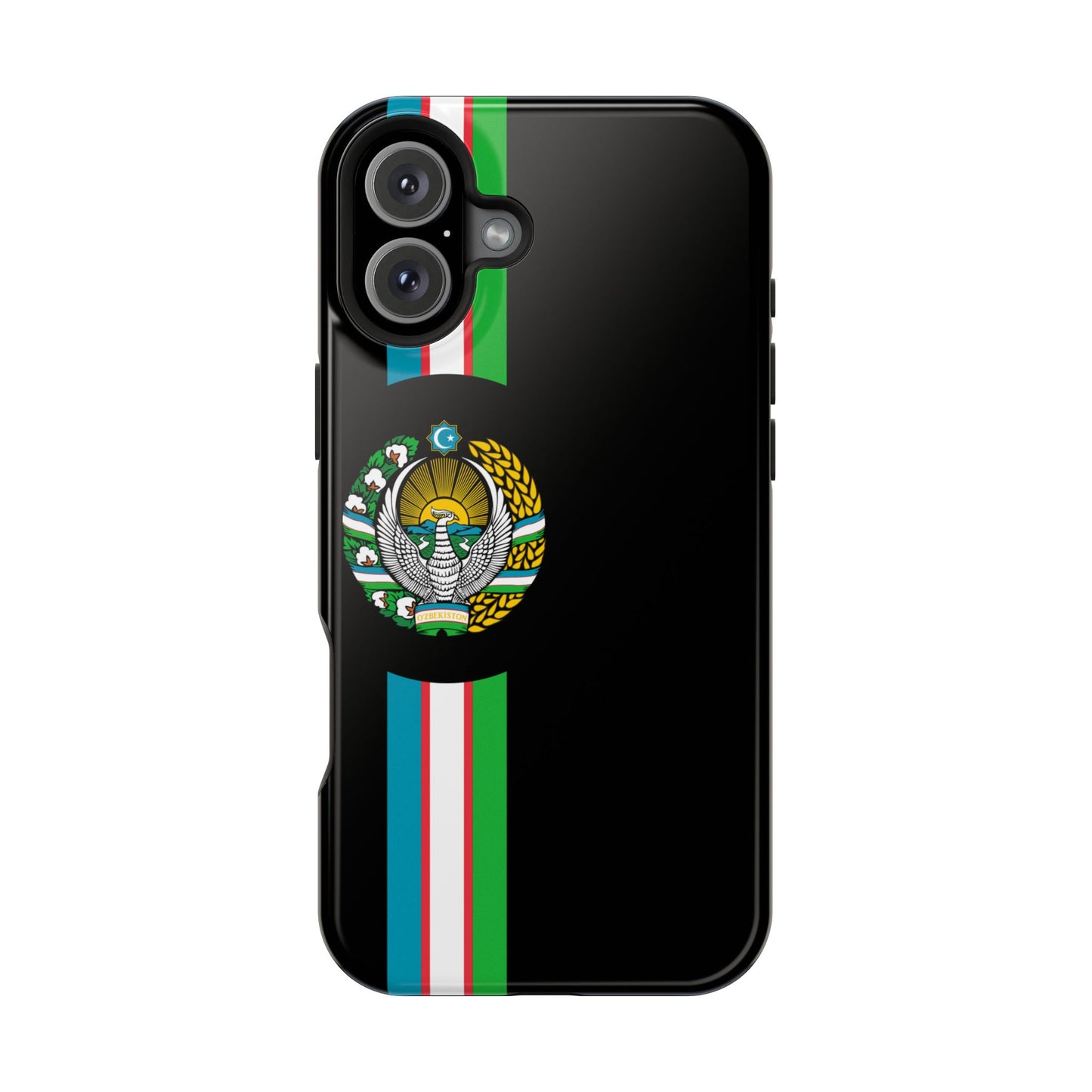 UZB Coat of Arms Flag Stripes Phone Case