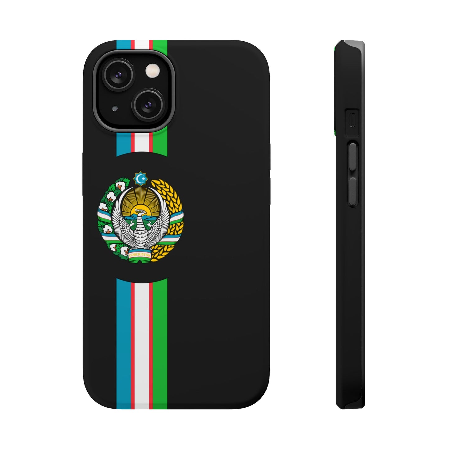 UZB Coat of Arms Flag Stripes Phone Case