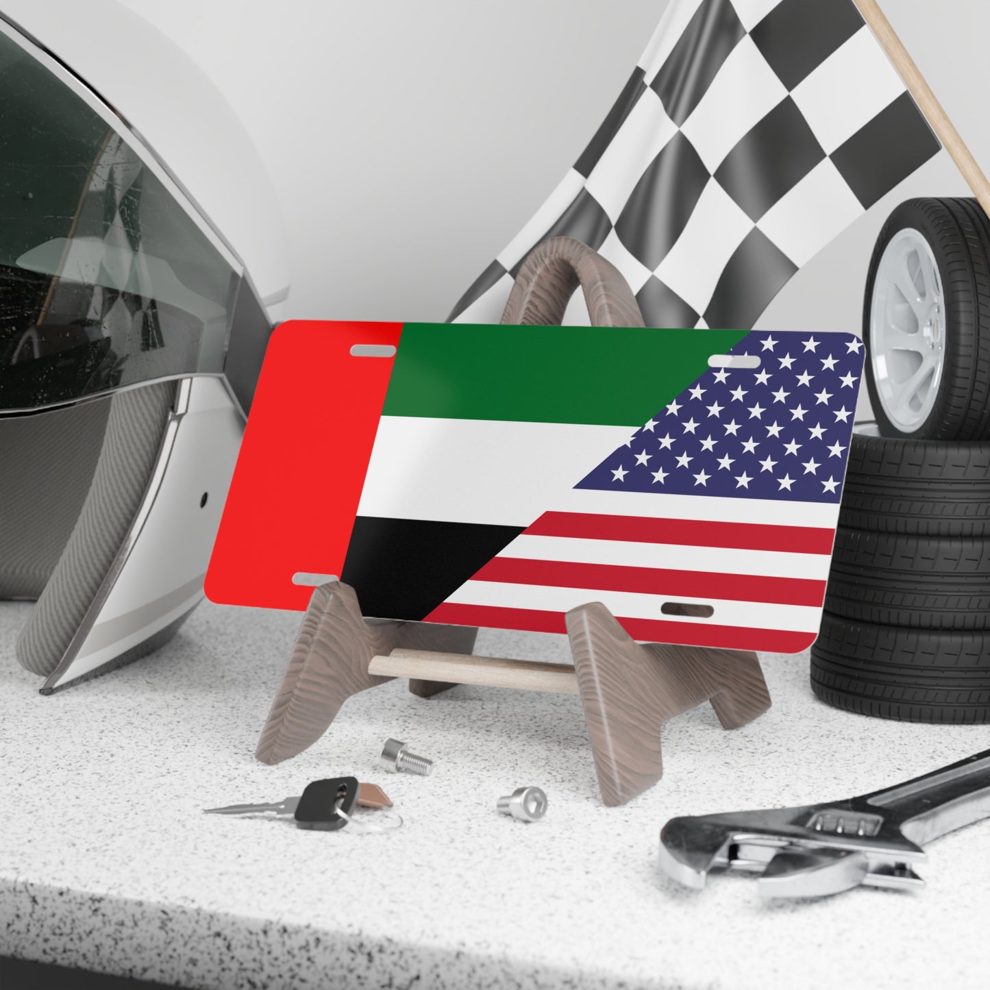 UAE USA Flag Vanity Plate