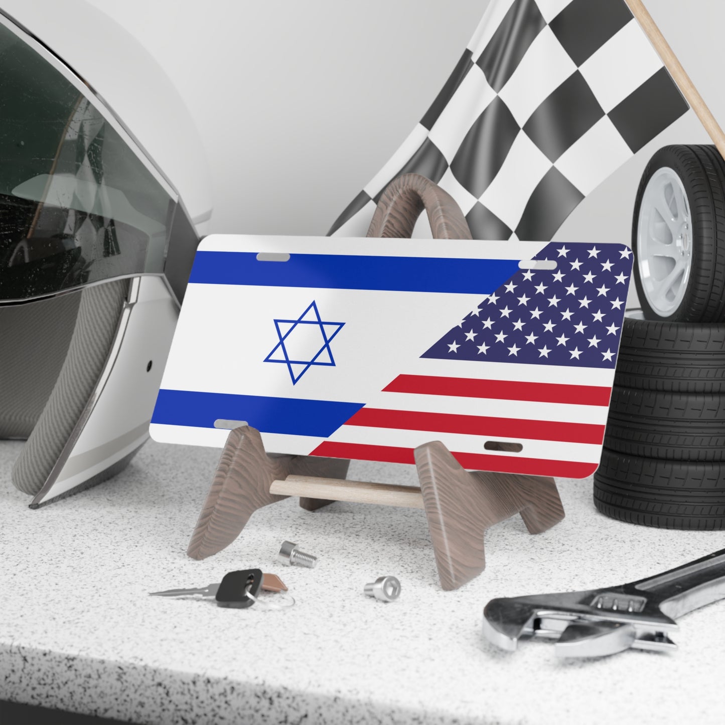 Israel USA Flag Vanity Plate