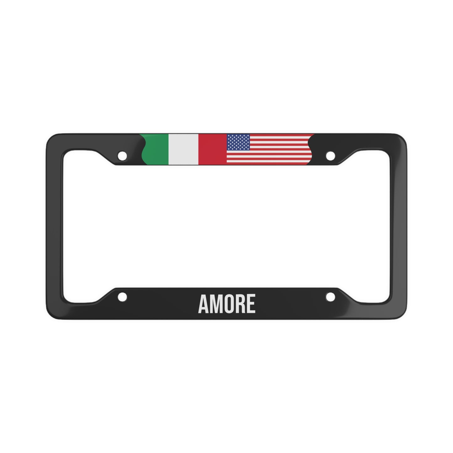 Amore Italian USA Flag Car Plate Frame