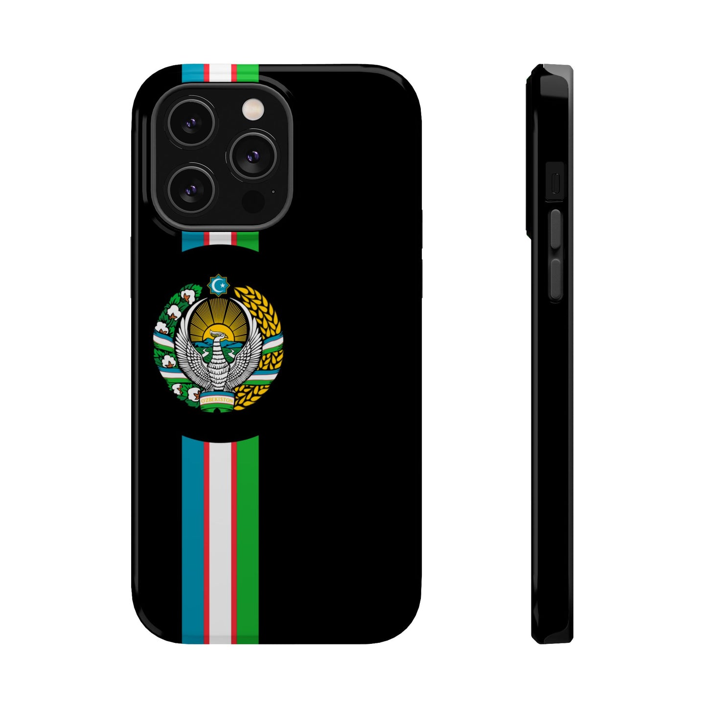 UZB Coat of Arms Flag Stripes Phone Case