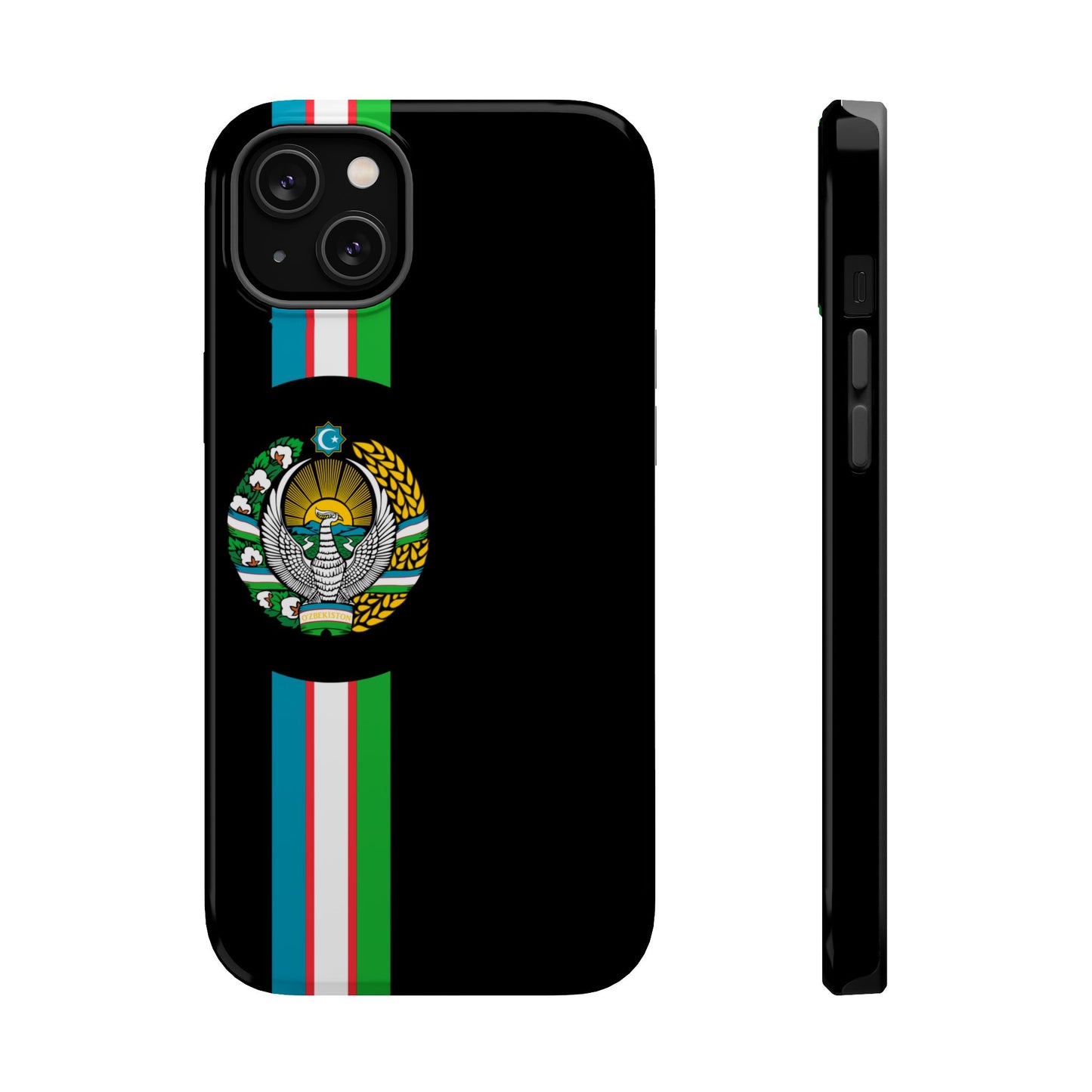 UZB Coat of Arms Flag Stripes Phone Case