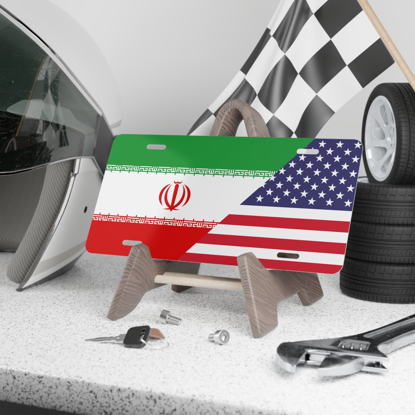 Iran USA Flag Vanity Plate