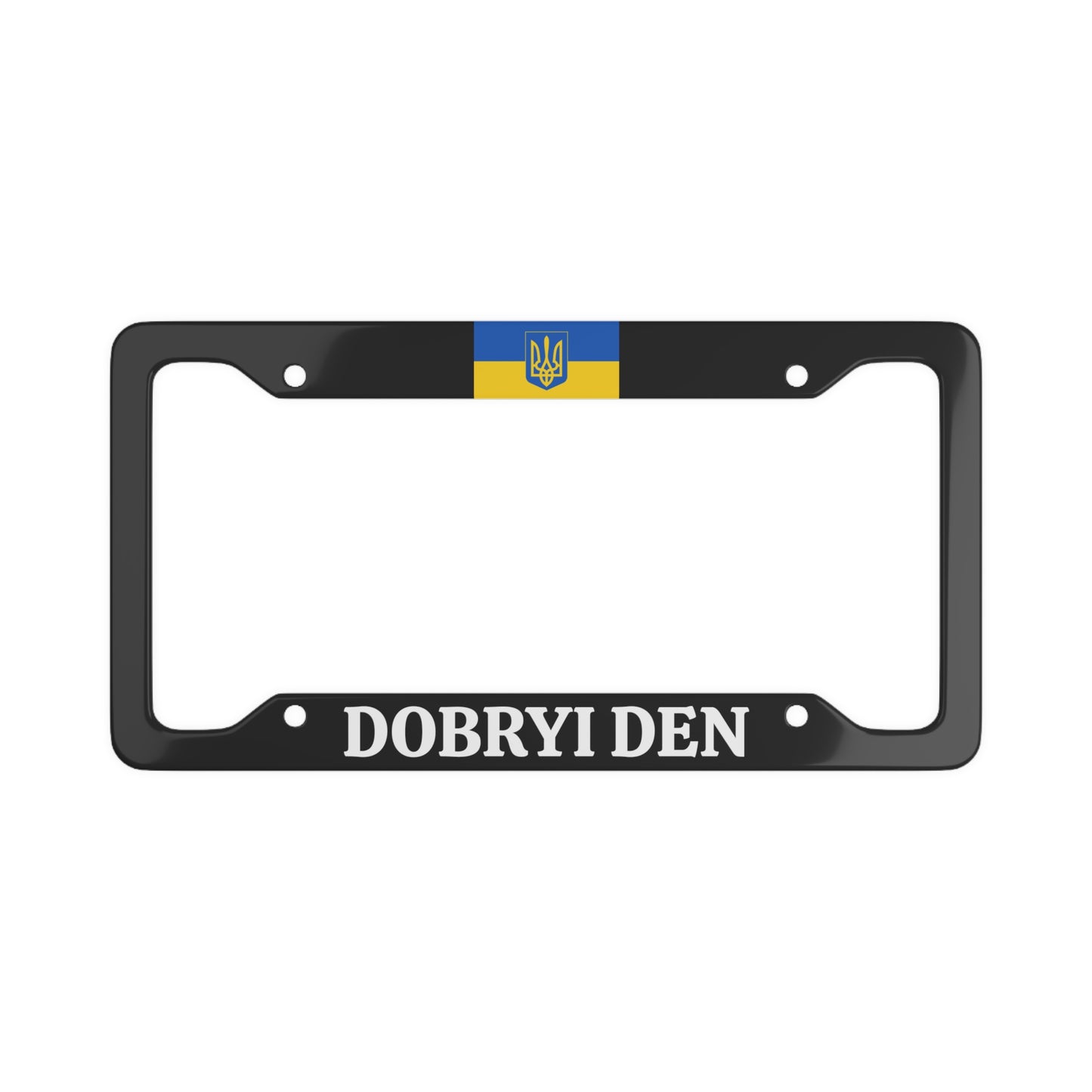 DOBRYI DEN with flag License Plate Frame