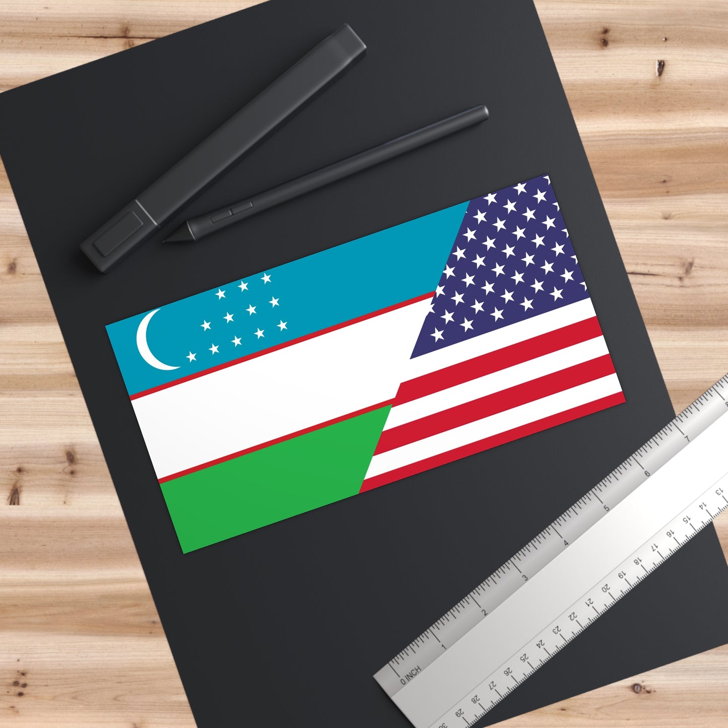 Uzbek American Flag Bumper Stickers