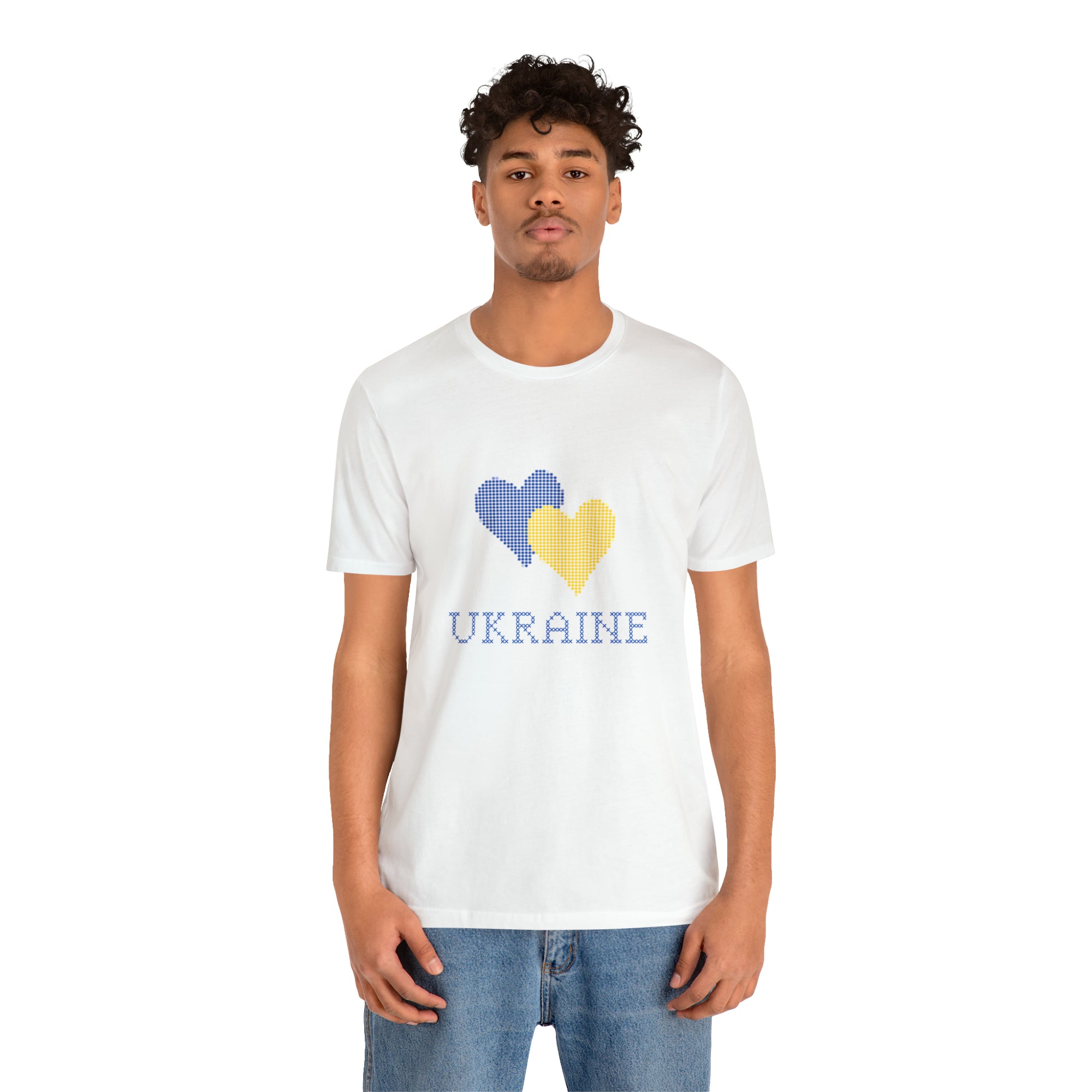 Ukraine Pixel Heart with a background Unisex T-Shirt