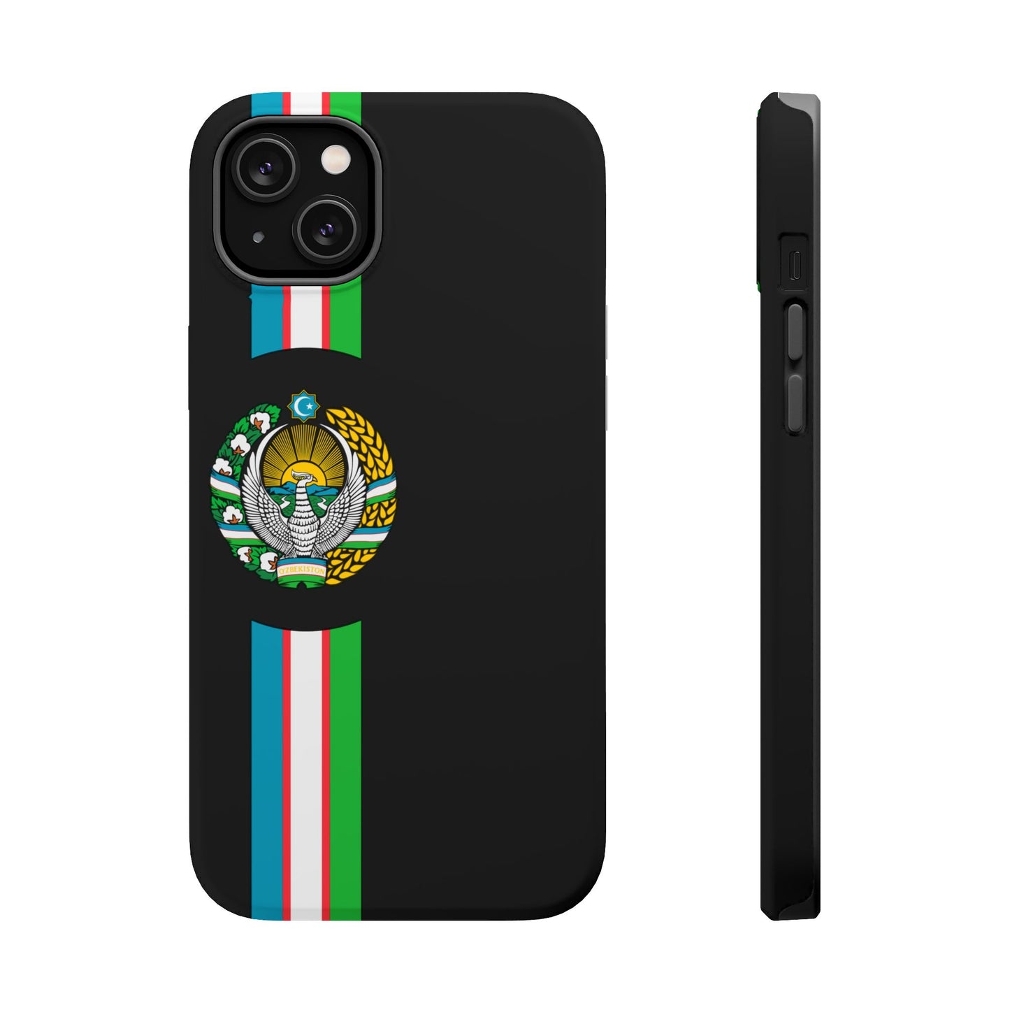 UZB Coat of Arms Flag Stripes Phone Case