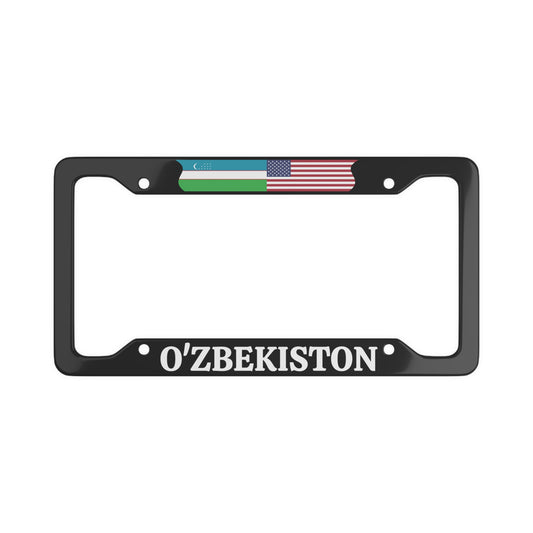 O'ZBEKISTON with flag License Plate Frame