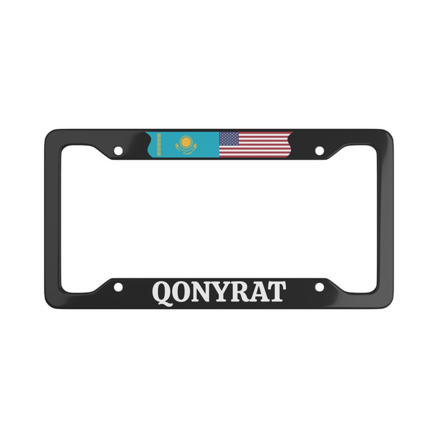 QONYRAT with flag License Plate Frame