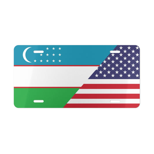 Uzbek American Flag Vanity Plate