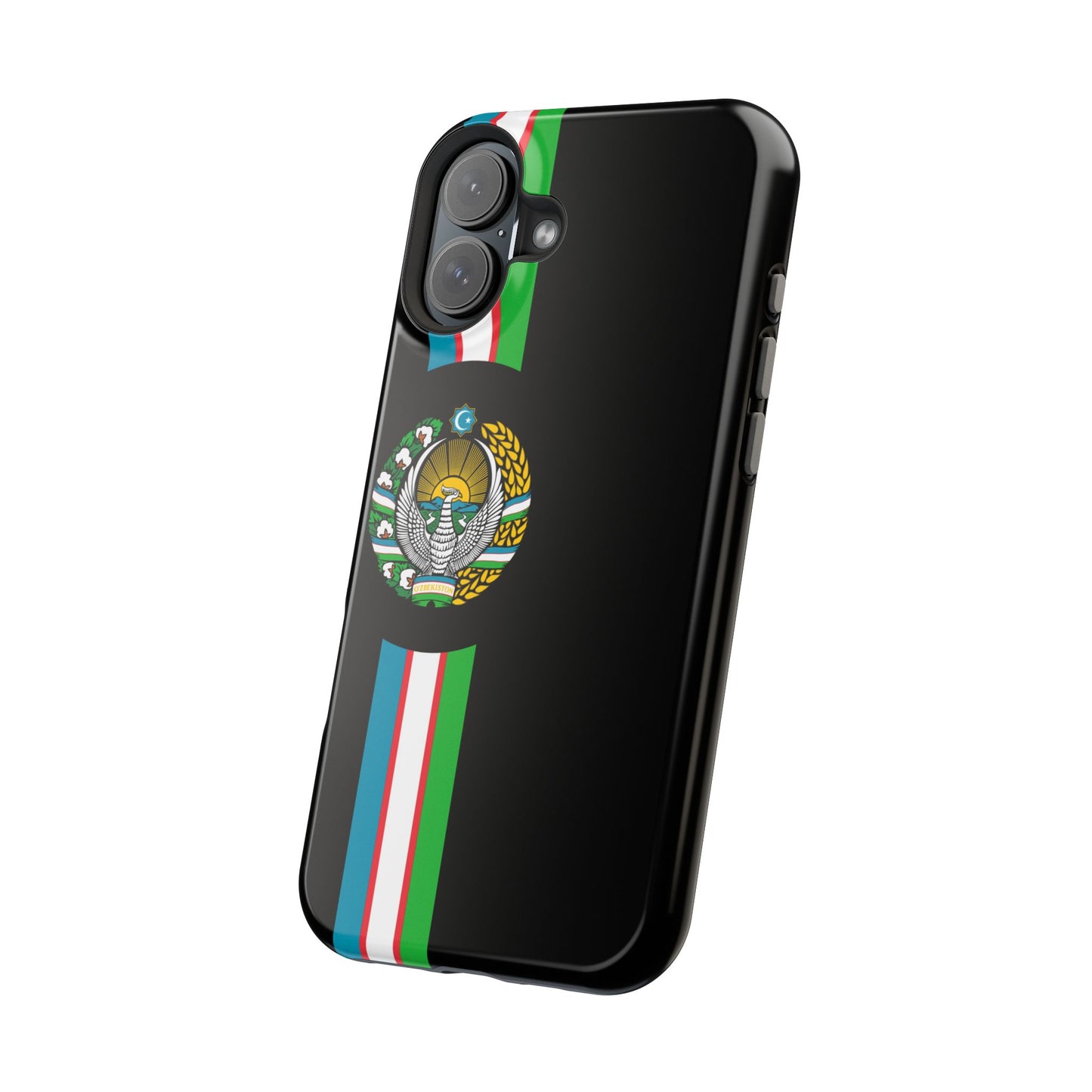 UZB Coat of Arms Flag Stripes Phone Case