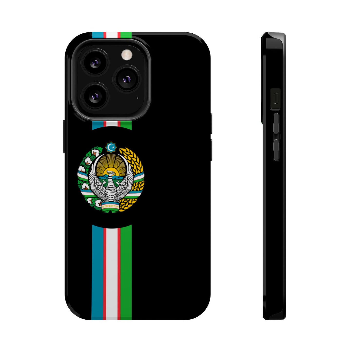 UZB Coat of Arms Flag Stripes Phone Case