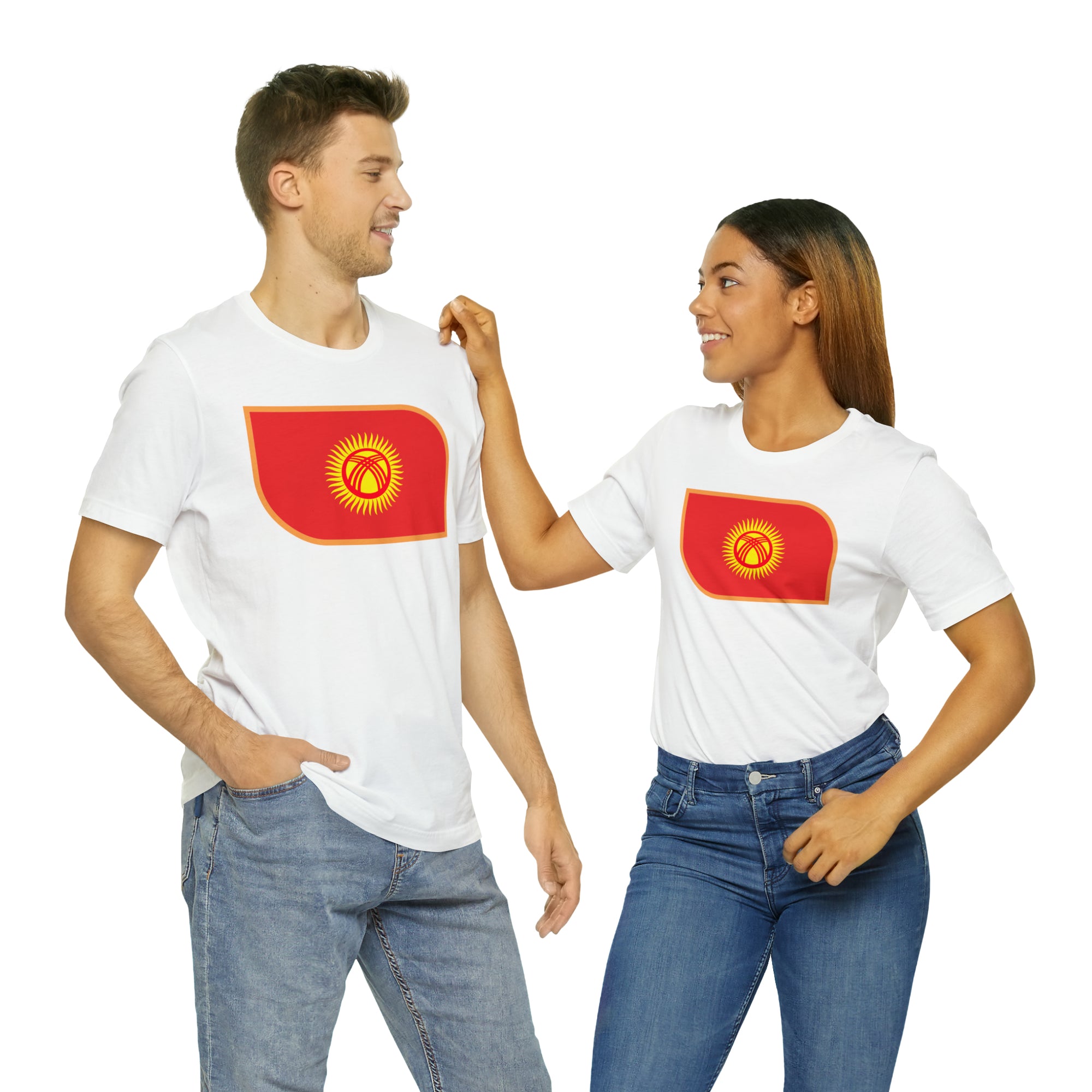 Emblem Kyrgyzstan Flag Unisex Jersey Short Sleeve Tee
