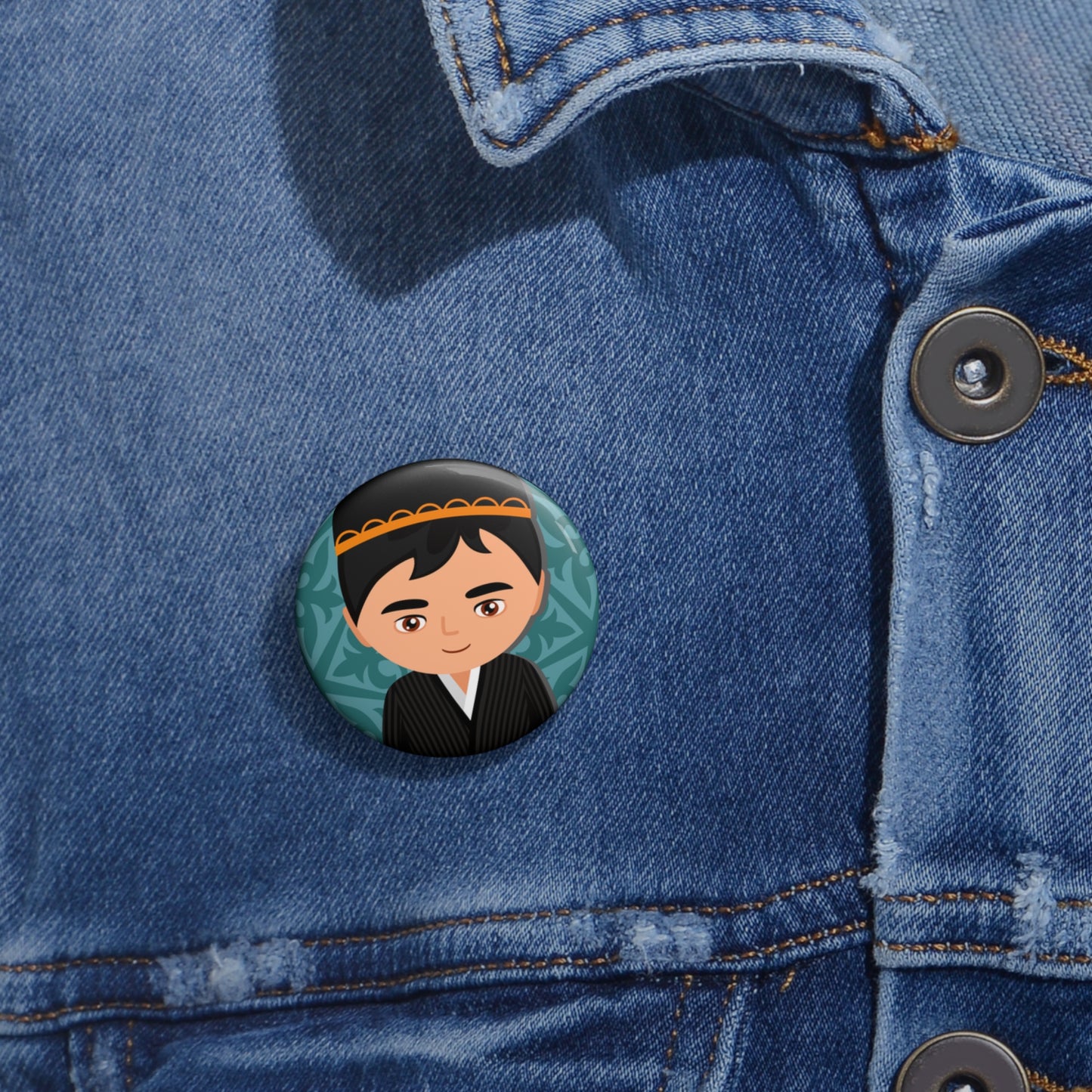 Tajik Men In traditional clothes Pin Buttons
