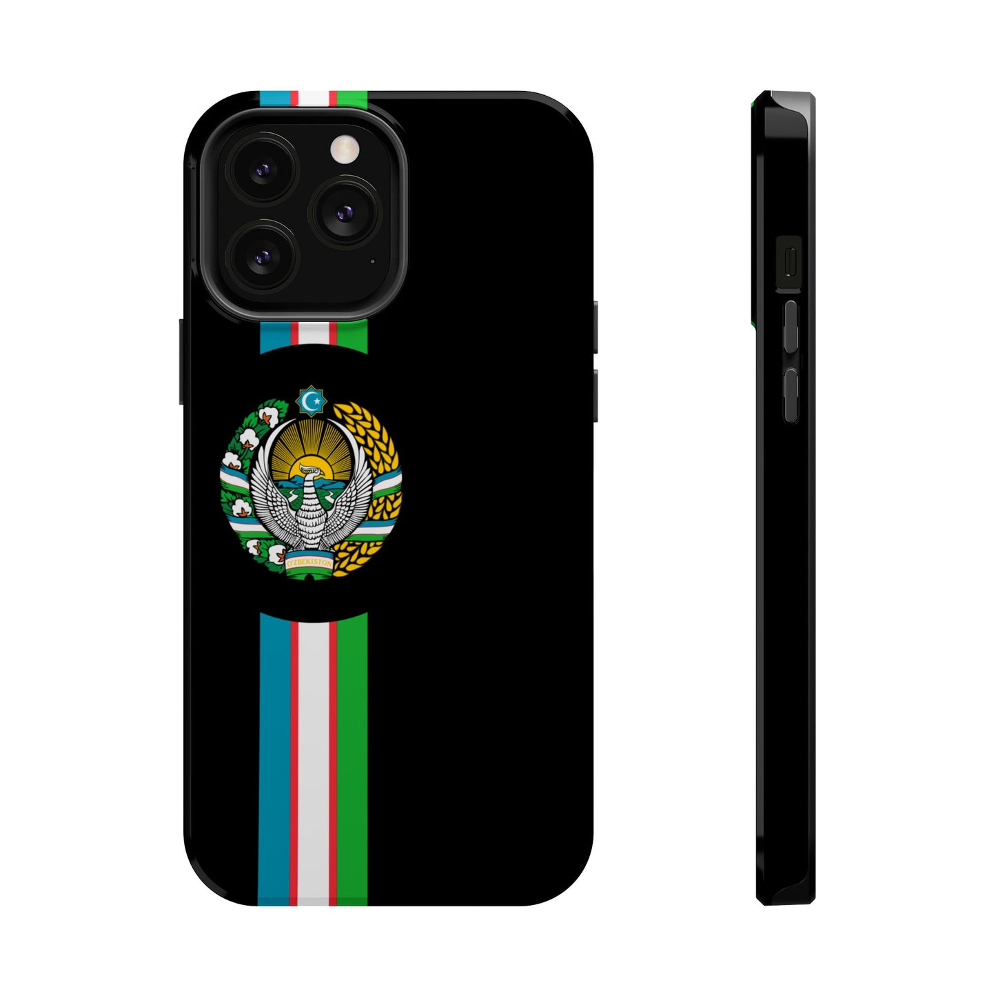 UZB Coat of Arms Flag Stripes Phone Case