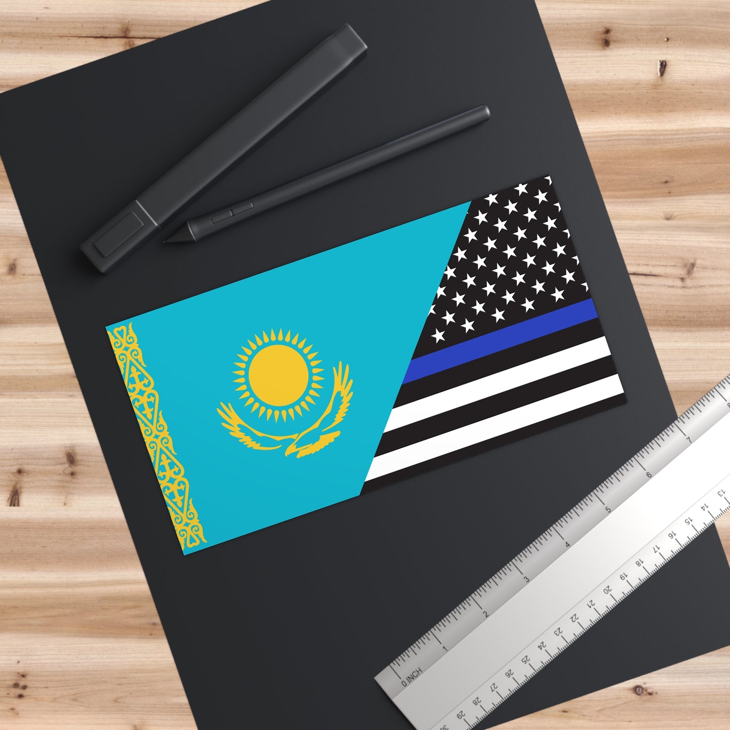 Kazakhs Support US Police Flag Bumper Stickers