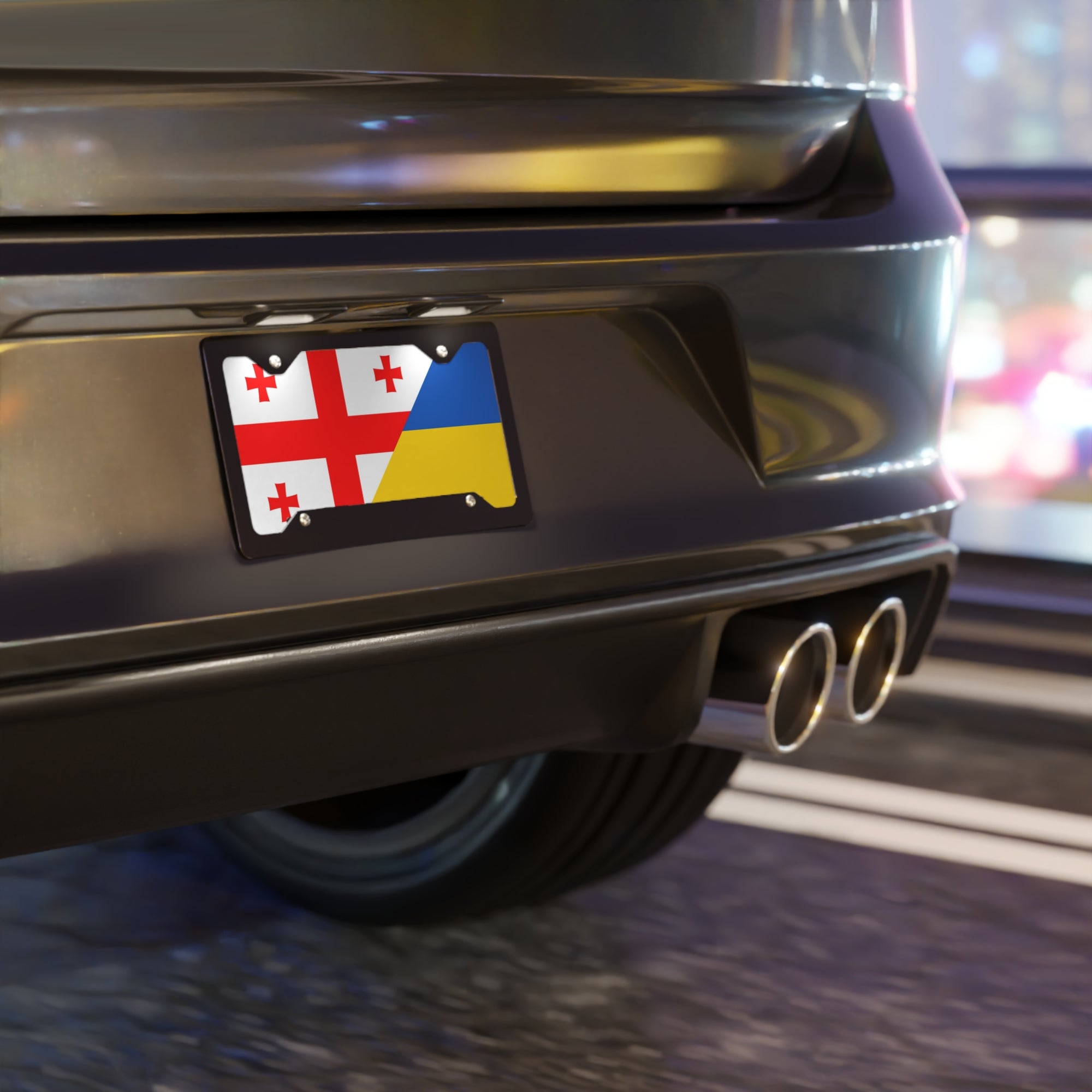 Georgian Ukrainian Flag Vanity Plate