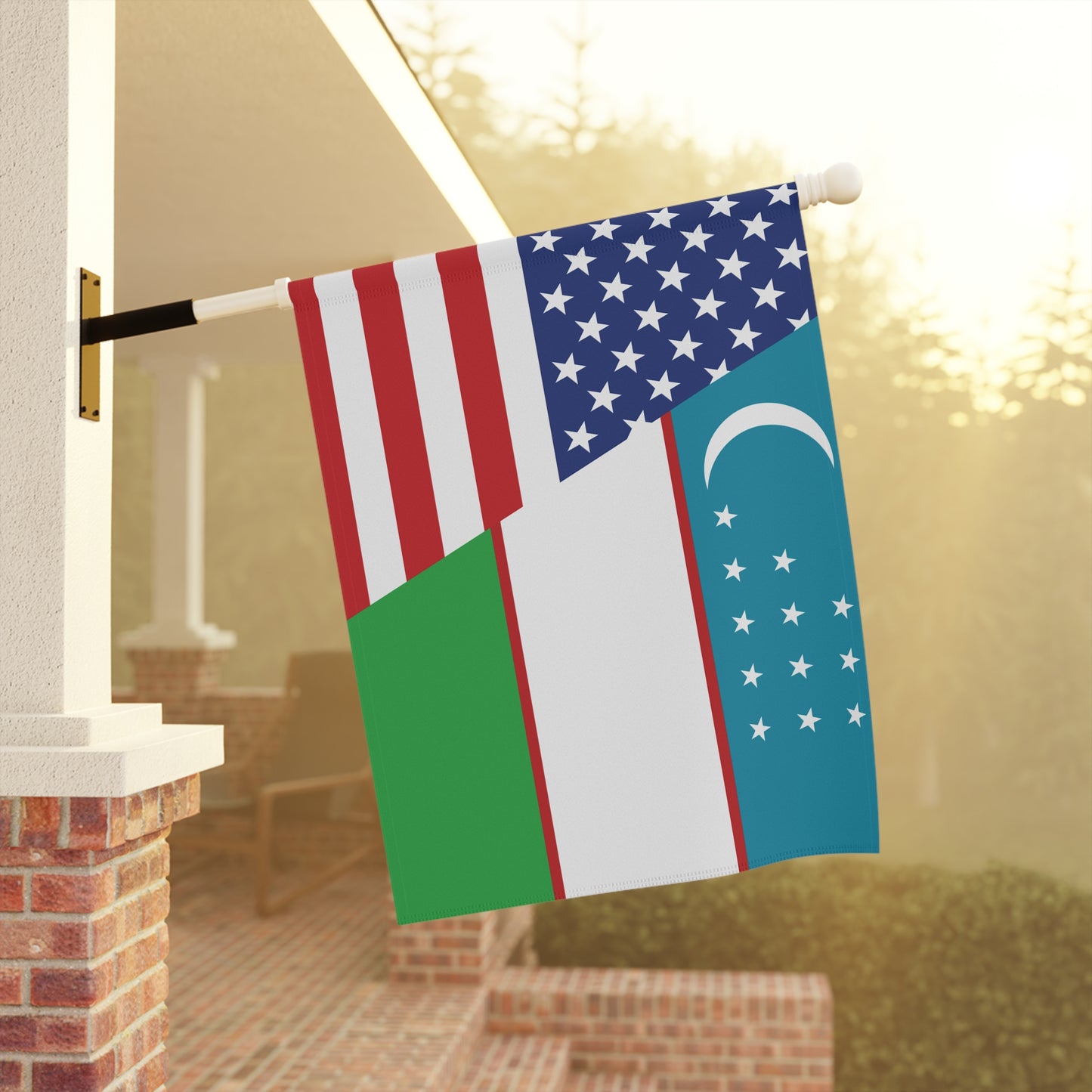 Uzbek American Flag Garden & House Banner