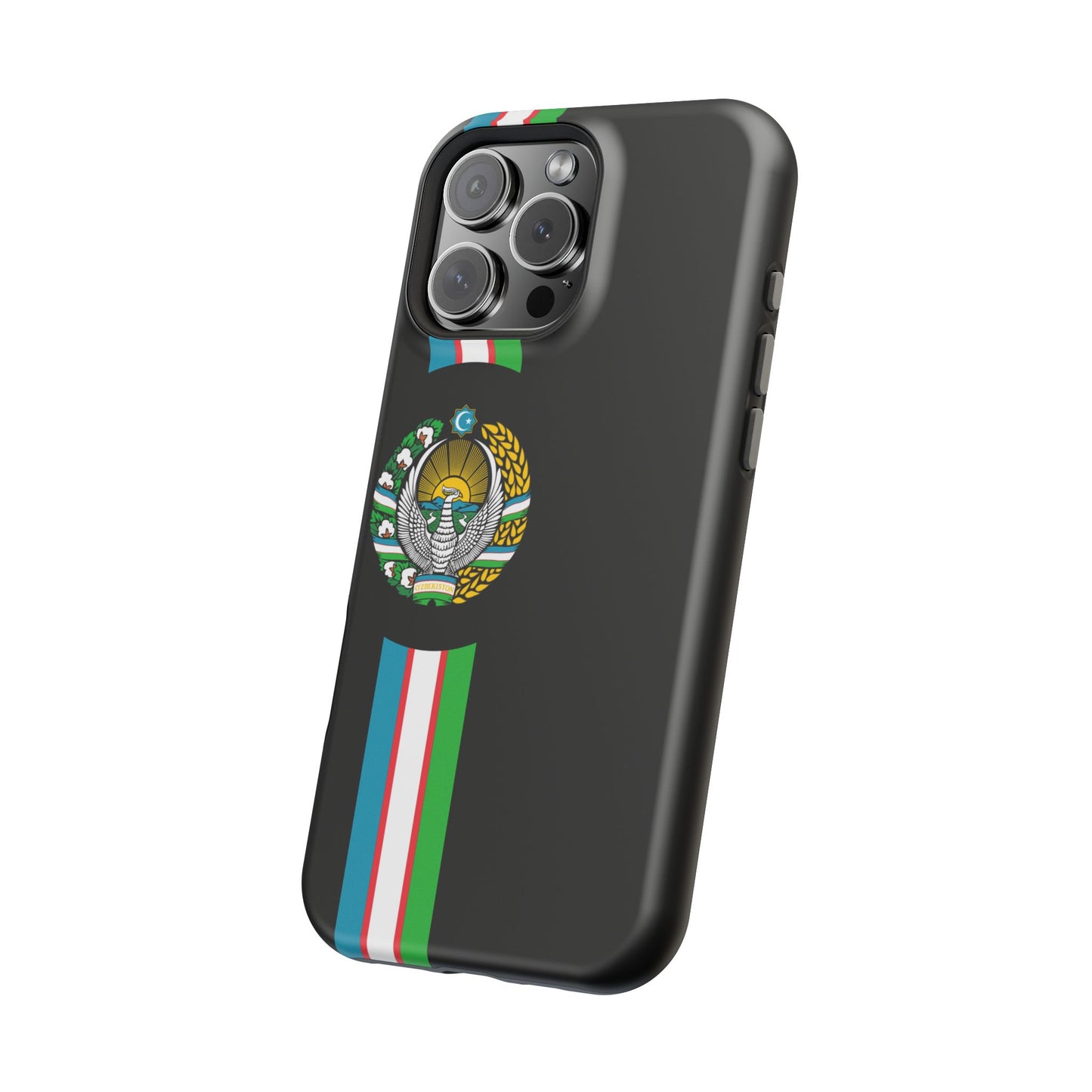 UZB Coat of Arms Flag Stripes Phone Case