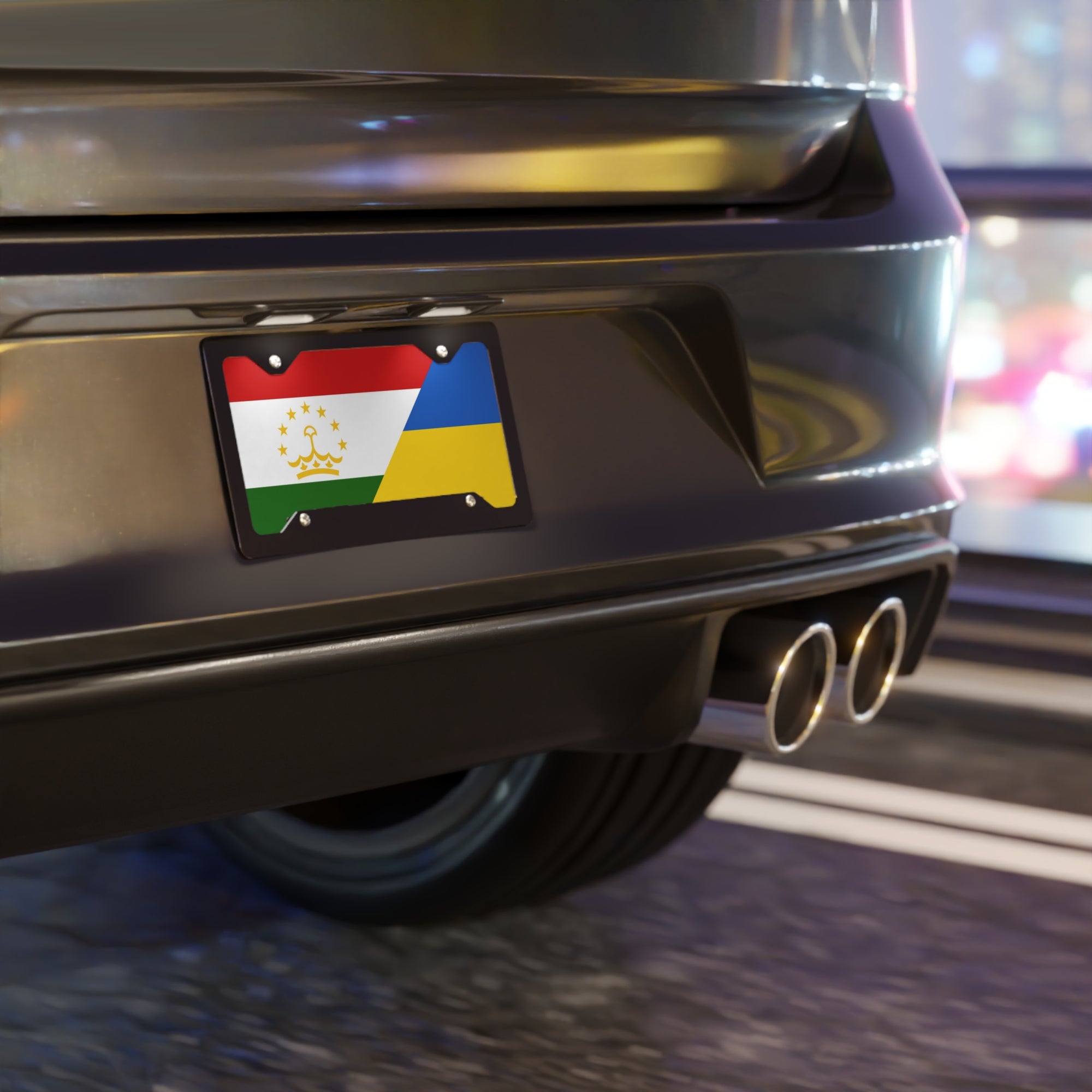 Tajik Ukrainian Flag Vanity Plate