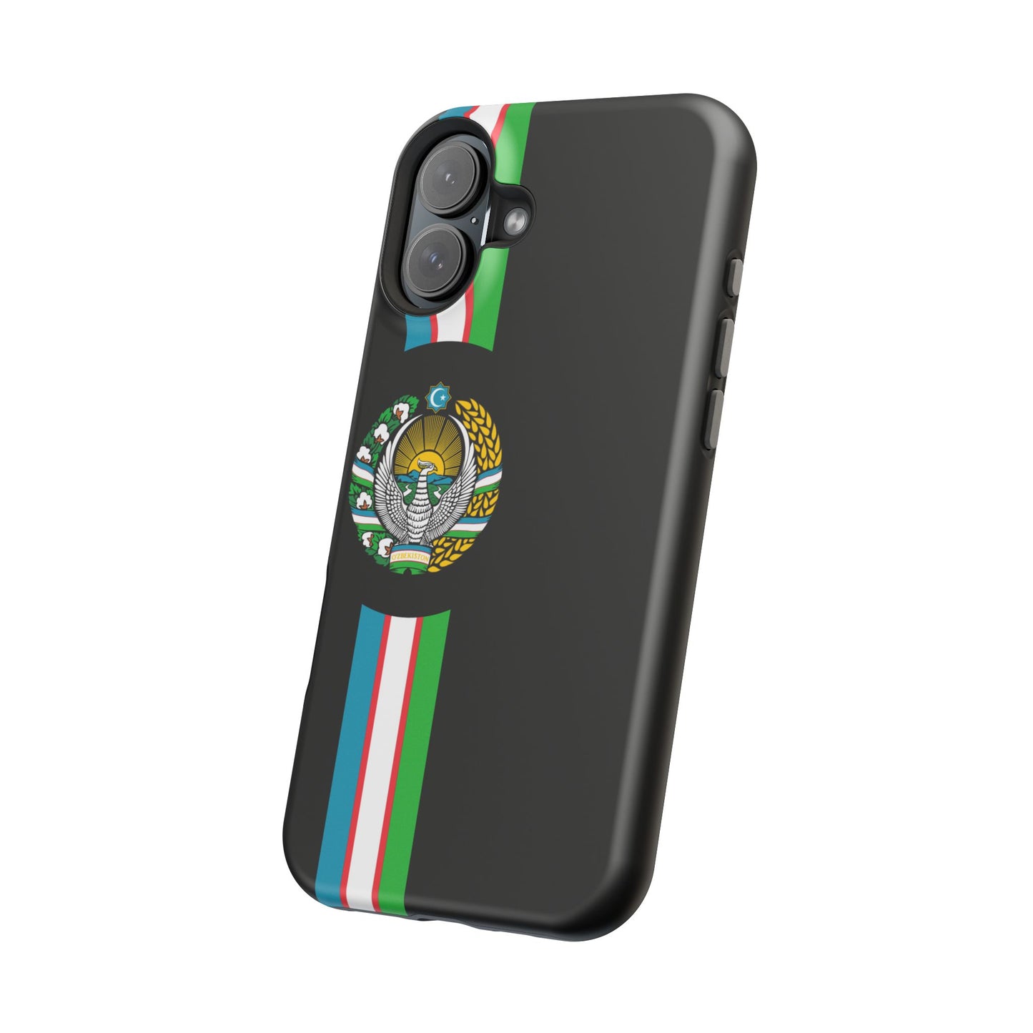 UZB Coat of Arms Flag Stripes Phone Case