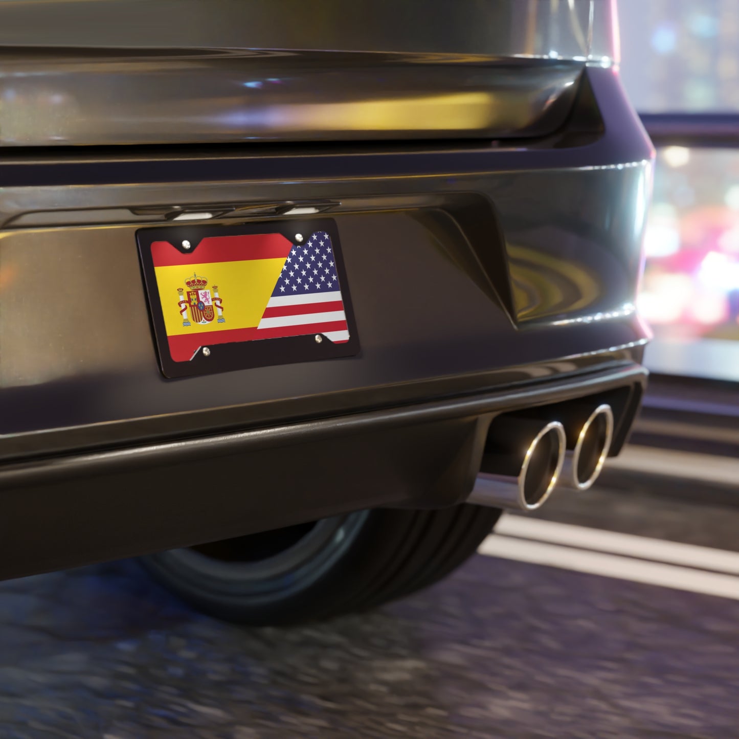 Spain USA Flag Vanity Plate